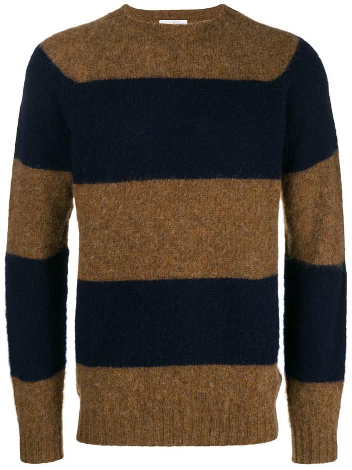 Officine Generale Striped Knit Sweater - Brown