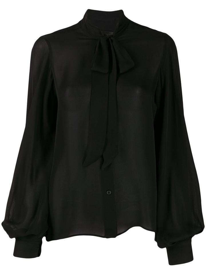 Nili Lotan Pussy-bow Loose-fit Blouse - Black