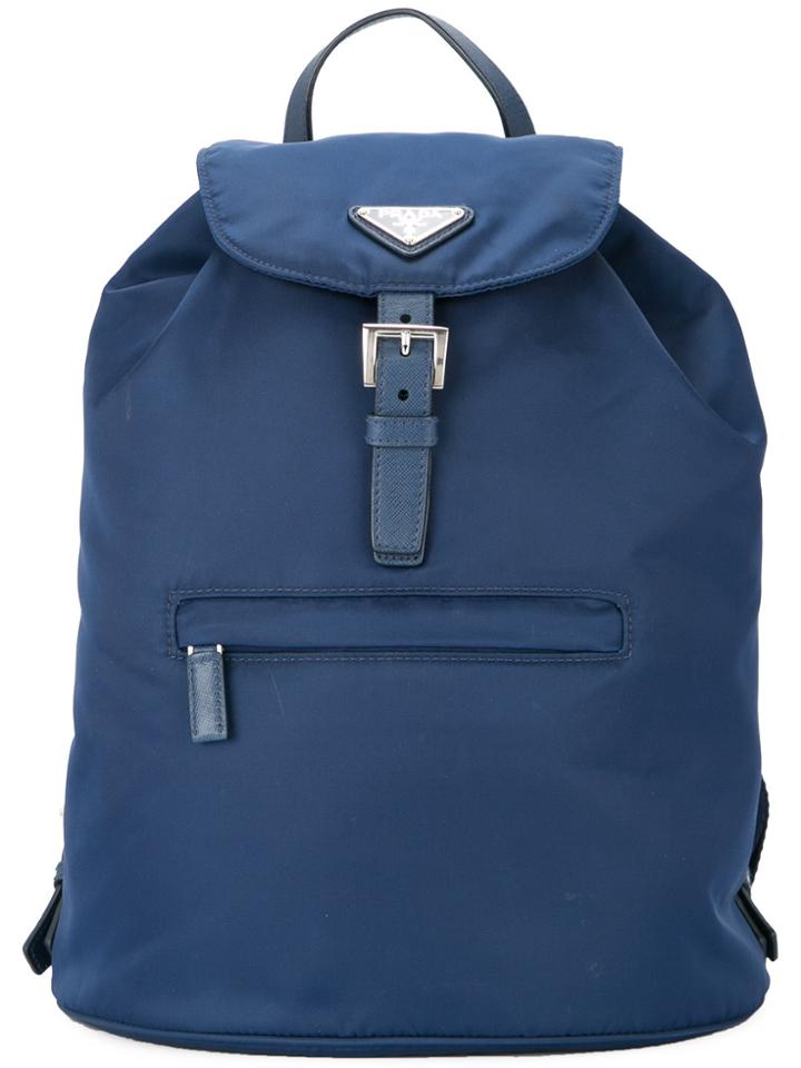 Prada Vintage Logos Backpack Hand Bag - Blue