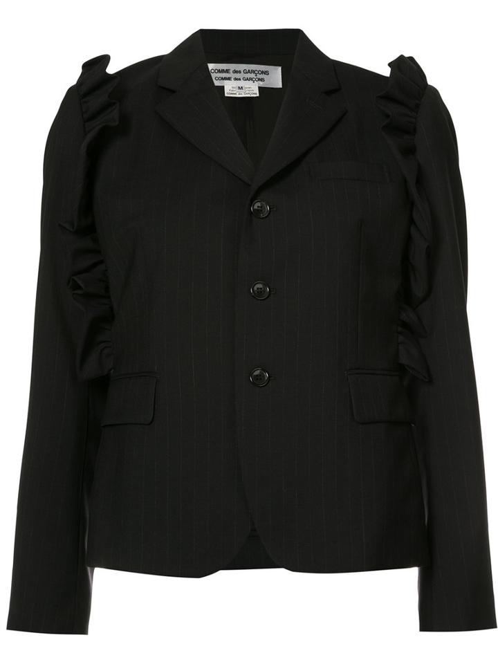Comme Des Garçons Comme Des Garçons - Ruffle Trim Jacket - Women - Cupro/wool - L, Women's, Blue, Cupro/wool