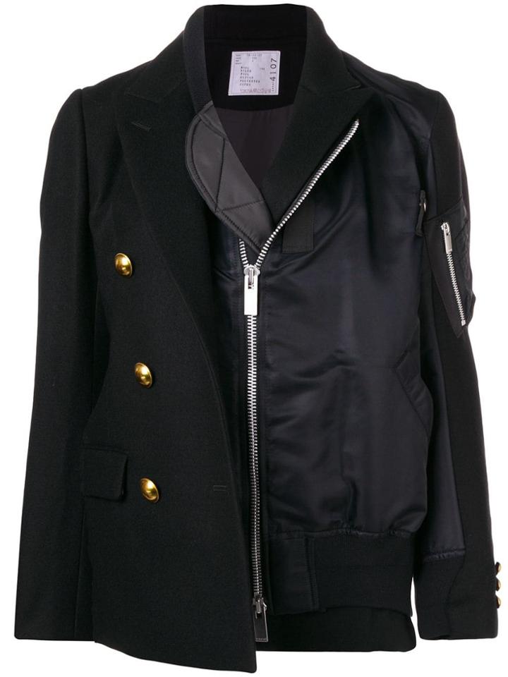 Sacai Bomber Pea Coat Hybrid - Black