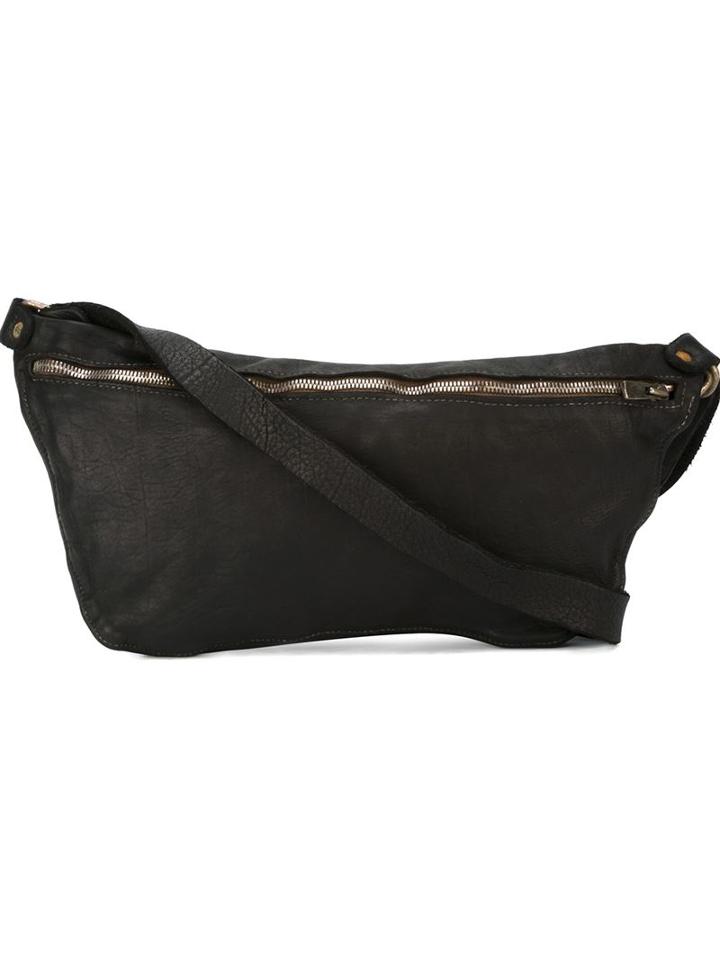 Guidi Zipped Shoulder Bag, Adult Unisex, Black, Horse Leather