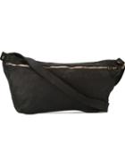 Guidi Zipped Shoulder Bag, Adult Unisex, Black, Horse Leather