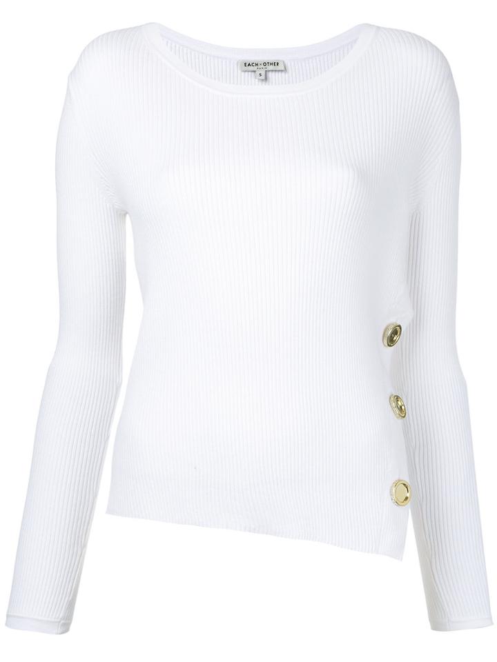 Each X Other - Button Detail Knitted Top - Women - Cotton/spandex/elastane - Xs, White, Cotton/spandex/elastane