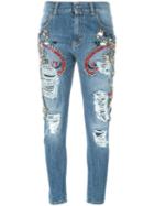 Marco Bologna Distressed Skinny Jeans, Women's, Size: 40, Blue, Cotton/glass/metal Other
