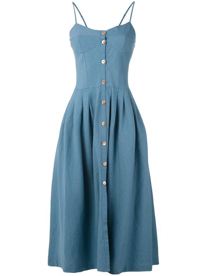 Forte Forte - Denim Pleated Dress - Women - Cotton/linen/flax - Xs, Blue, Cotton/linen/flax