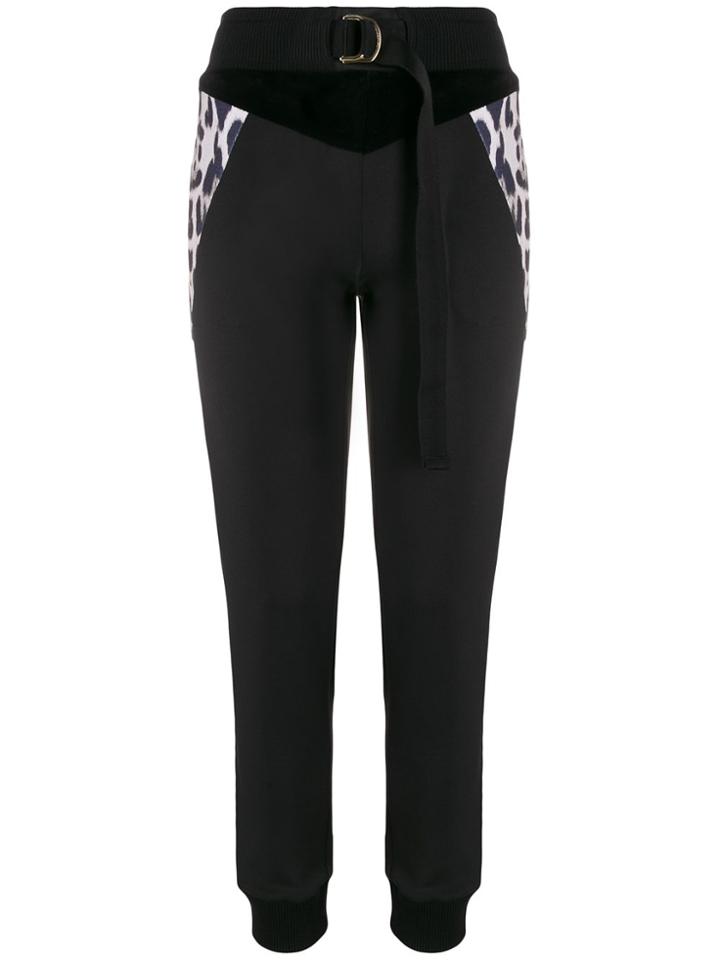 Just Cavalli Leopard Panelled Track Pants - Black