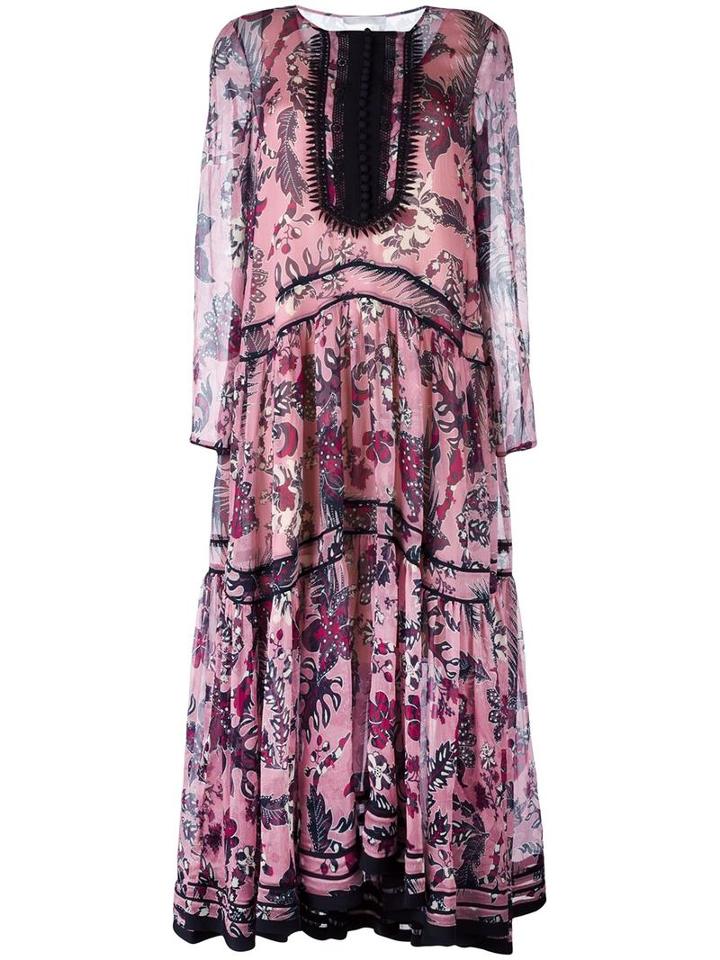 Chloé Floral Tiered Maxi Dress, Women's, Size: 36, Silk/polyester