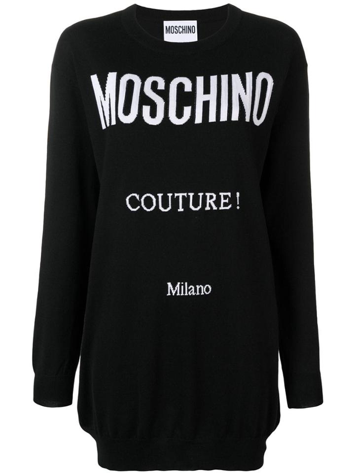 Moschino Logo Print Dress - Black