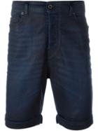 Diesel Black Gold Coated Denim Shorts, Men's, Size: 30, Blue, Cotton/polyester/spandex/elastane