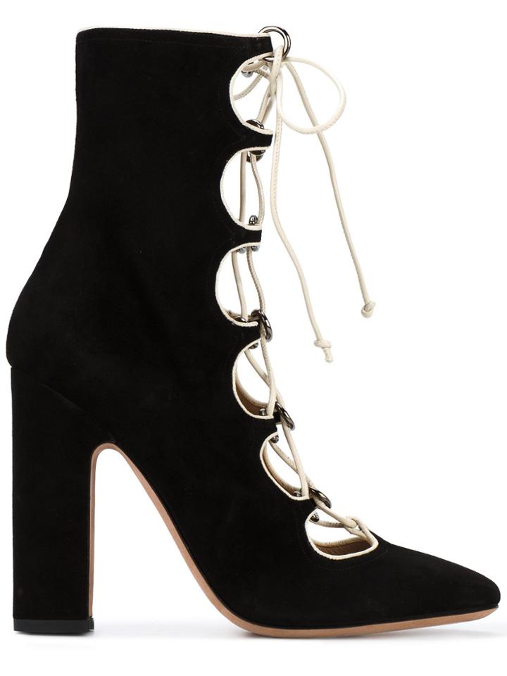 Valentino Black Suede 120 Lace Up Boots