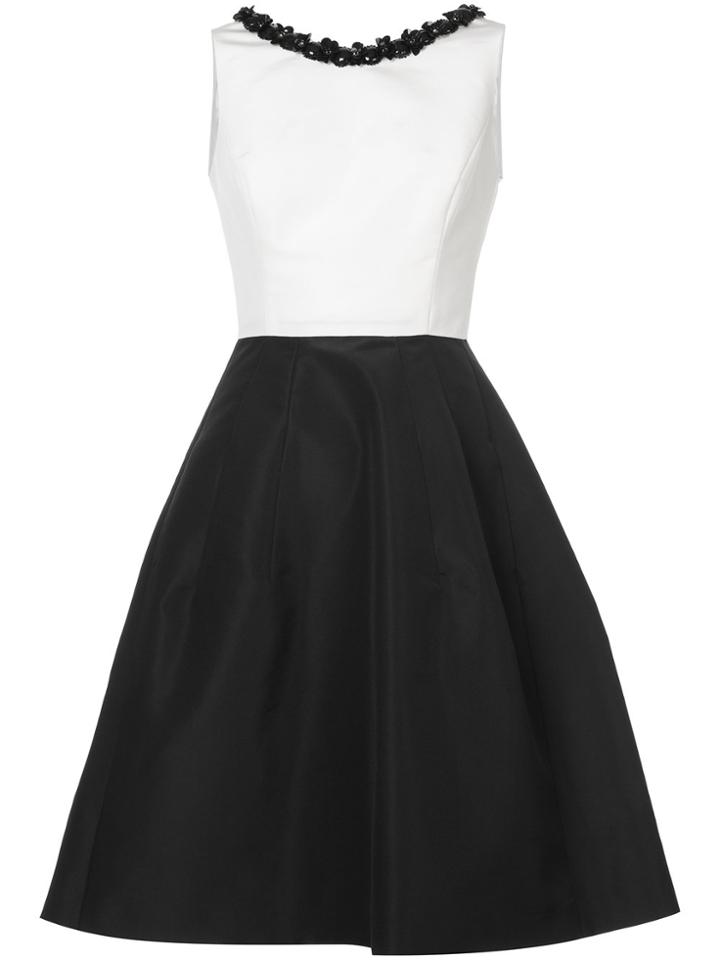 Carolina Herrera Embroidered Neck Faille Dress - Unavailable