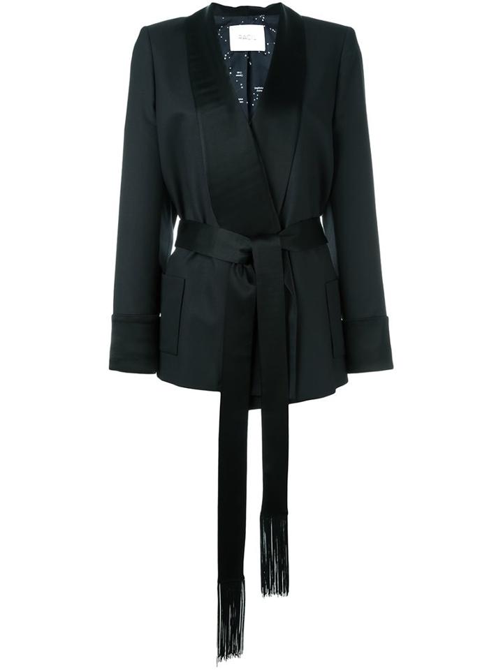 Racil Shawl Lapel Belted Jacket, Women's, Size: 38, Black, Polyester/triacetate/viscose/wool