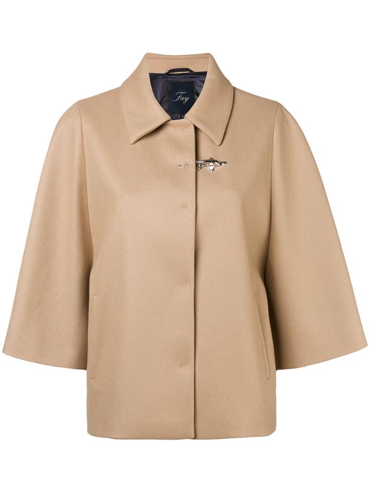 Fay Pin Fasten Cropped Sleeve Jacket - Nude & Neutrals