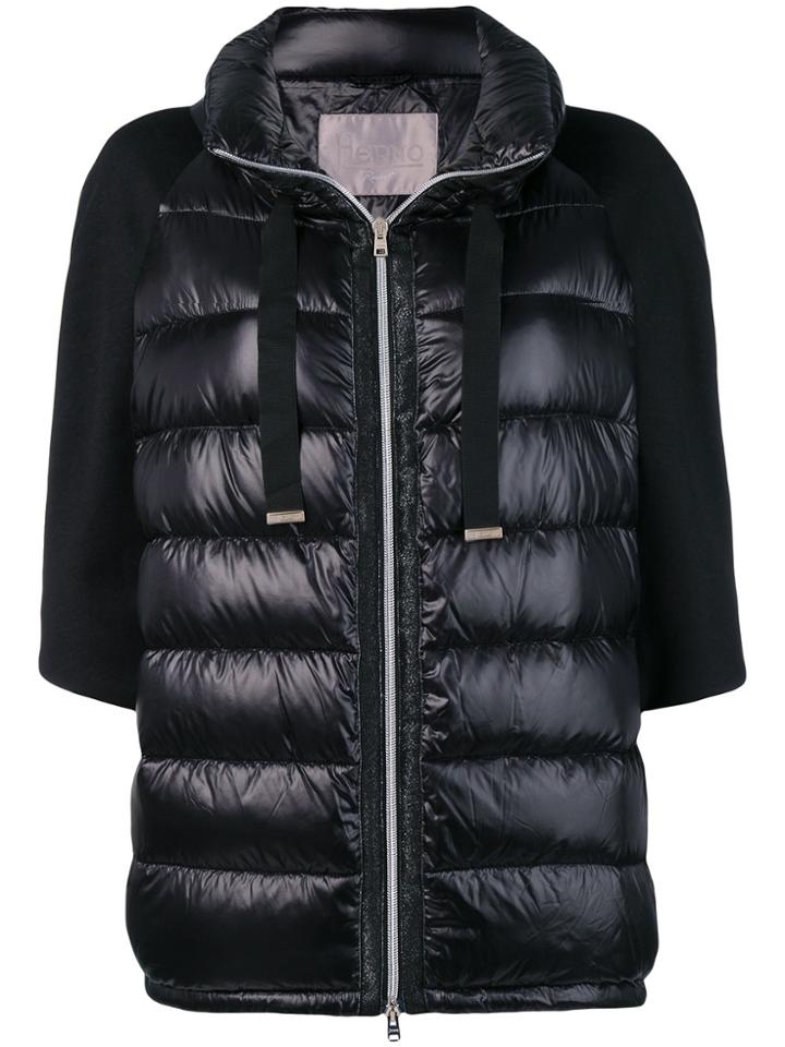 Herno Contrast Sleeve Padded Jacket - Black