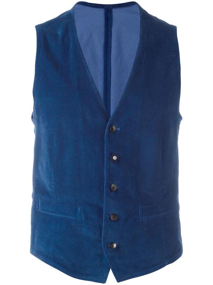 Lardini Buttoned Waistcoat, Men's, Size: 50, Blue, Cotton/spandex/elastane
