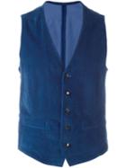 Lardini Buttoned Waistcoat, Men's, Size: 50, Blue, Cotton/spandex/elastane