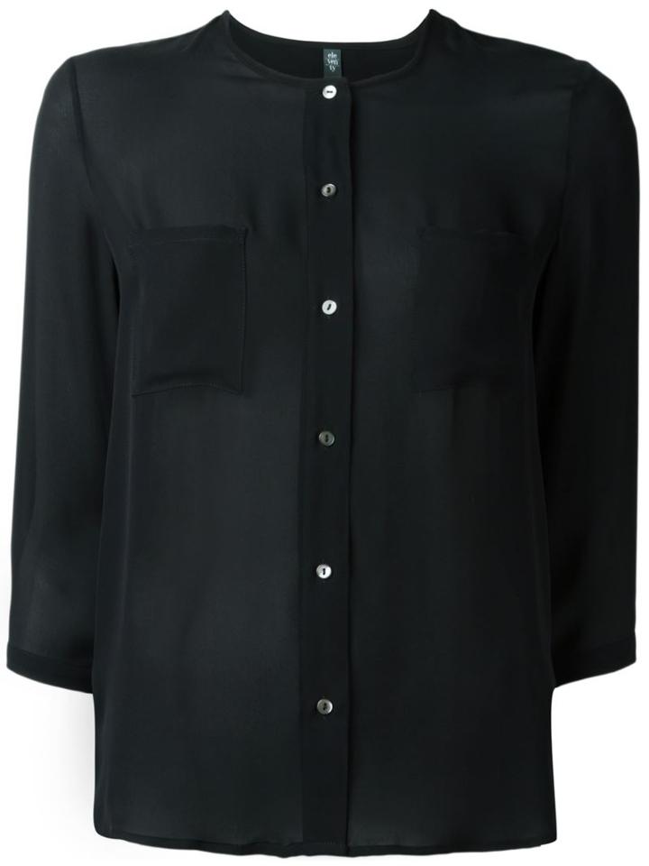 Eleventy Button Down Blouse, Women's, Size: 38, Black, Silk