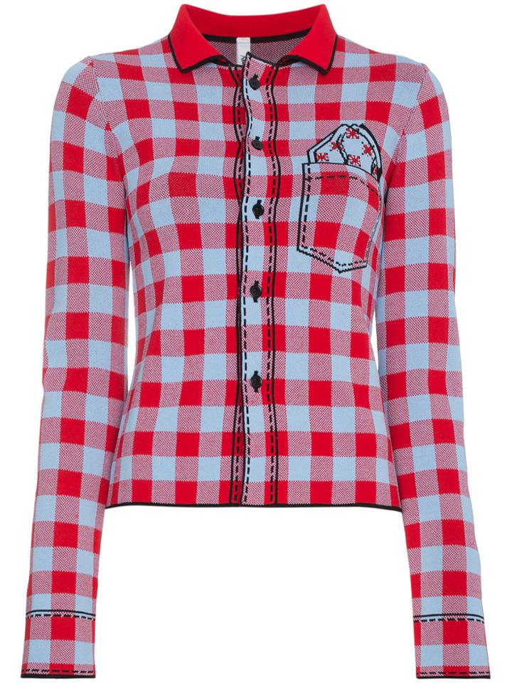 Adam Selman Gingham Slim Fit Shirt - Red