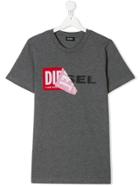 Diesel Kids Teen Logo Print T-shirt - Grey