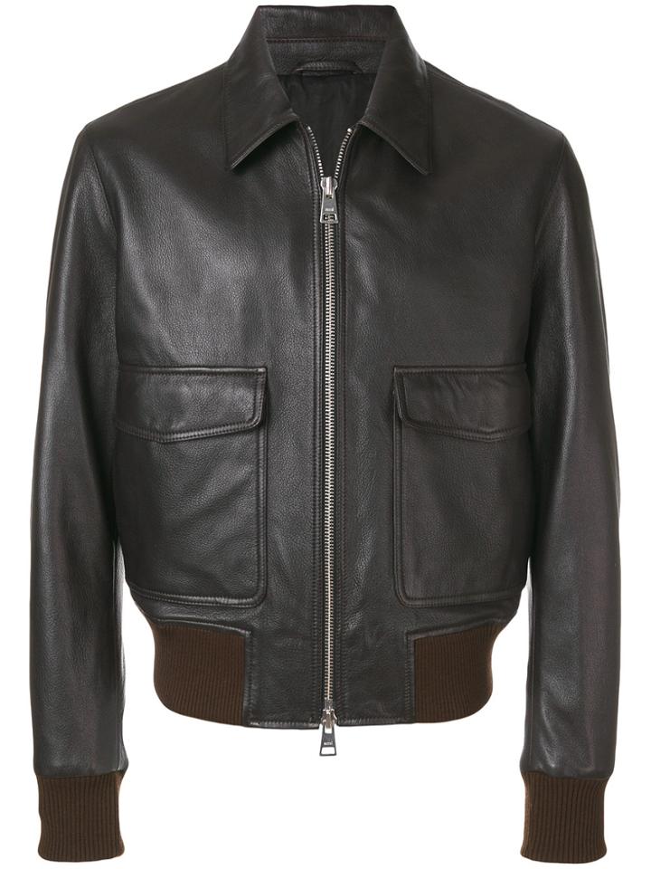 Ami Alexandre Mattiussi Zipped Jacket Classic Collar - Brown
