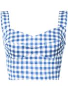 Silvia Tcherassi Fitted Gingham Cropped Top - Blue