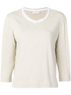 Le Tricot Perugia V-neck T-shirt - Nude & Neutrals