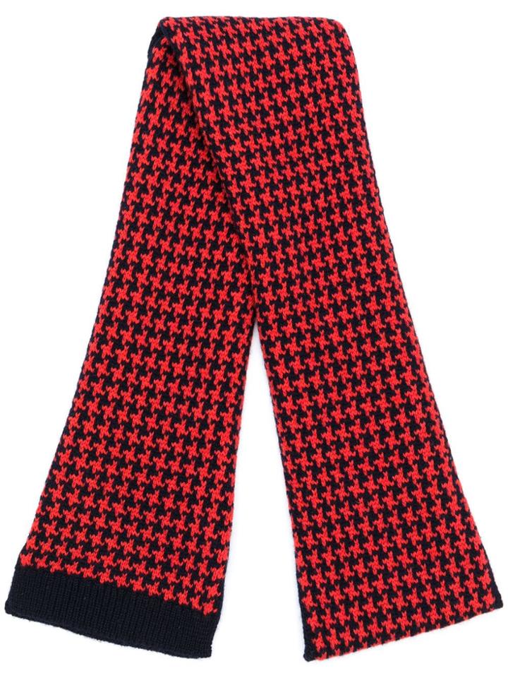 Holland & Holland Cashmere Houndstooth Scarf - Red