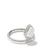 As29 18kt White Gold Calvet Small Pave Pear Illusion Diamond Ring -