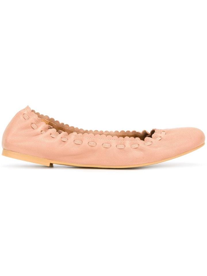 See By Chloé Scalloped Ballerinas - Neutrals