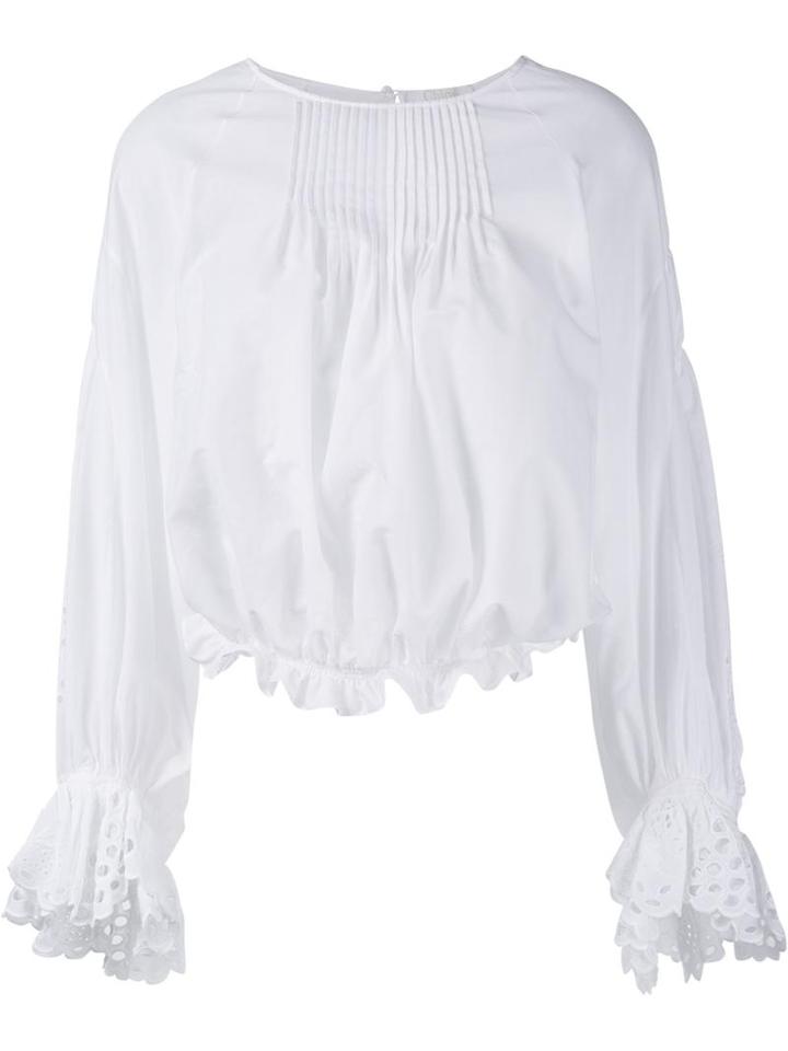 Chloé Broderie Anglaise Blouse, Women's, Size: 36, White, Cotton