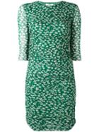 Ganni Ruched Leaf Print Dress, Women's, Size: 36, Green, Polyamide