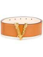 Versace Leaf Logo Buckle Belt - Neutrals