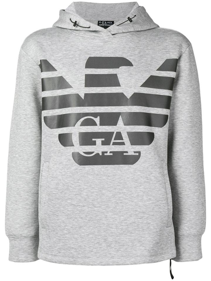 Emporio Armani Logo Print Hoodie - Grey