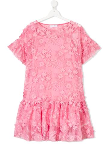 Elsy Teen Floral Embroidered Dress - Pink & Purple
