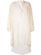 Mes Demoiselles - Metallic Striped Elongated Shirt - Women - Cotton/lurex - 1, White, Cotton/lurex