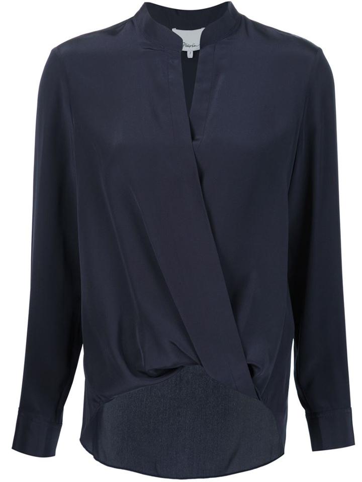 3.1 Phillip Lim Wrap Style Blouse, Women's, Size: 8, Blue, Silk