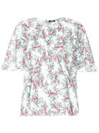 Jil Sander Navy Floral-print Gathered Shirt - Multicolour