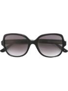 Bottega Veneta Oversize Square-frame Sunglasses, Women's, Black, Leather/acetate