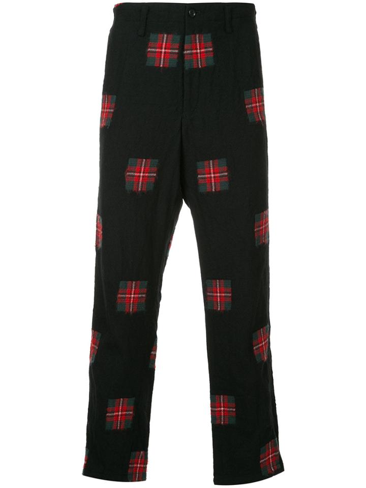 Yohji Yamamoto Vintage Tartan-print Cropped Trousers - Black