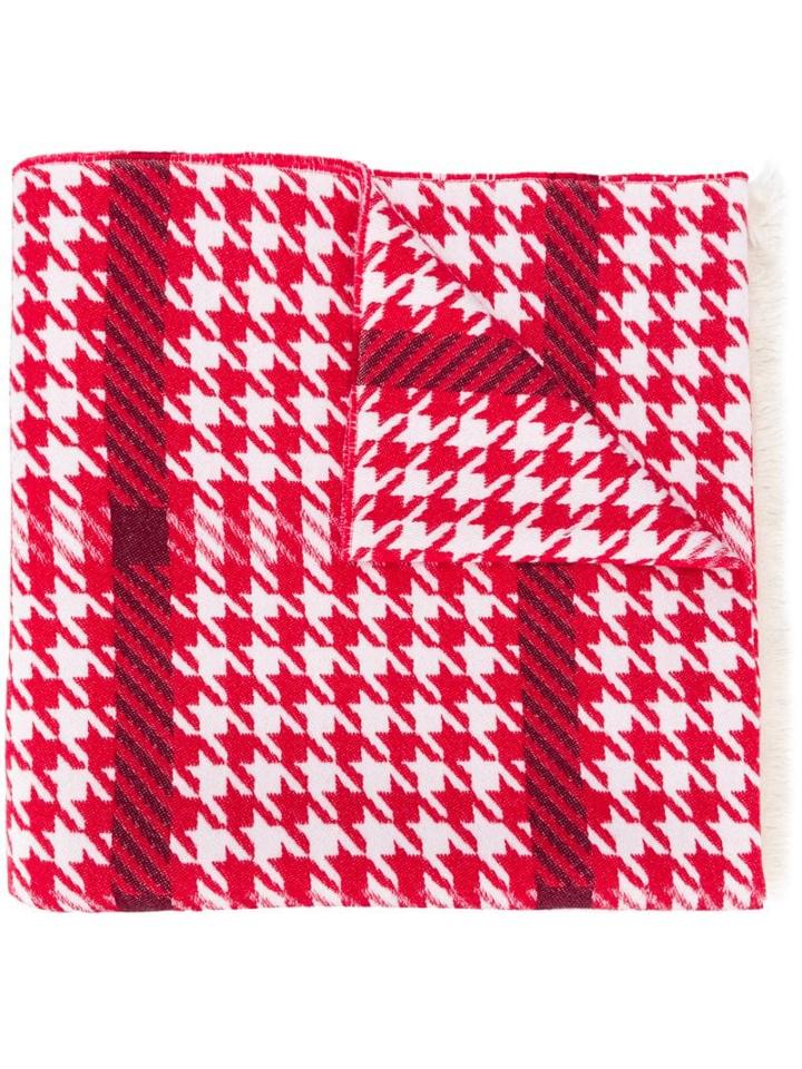 Escada Houndstooth Pattern Scarf - Red