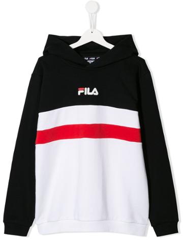 Fila Kids Teen Striped Logo Hoodie - White
