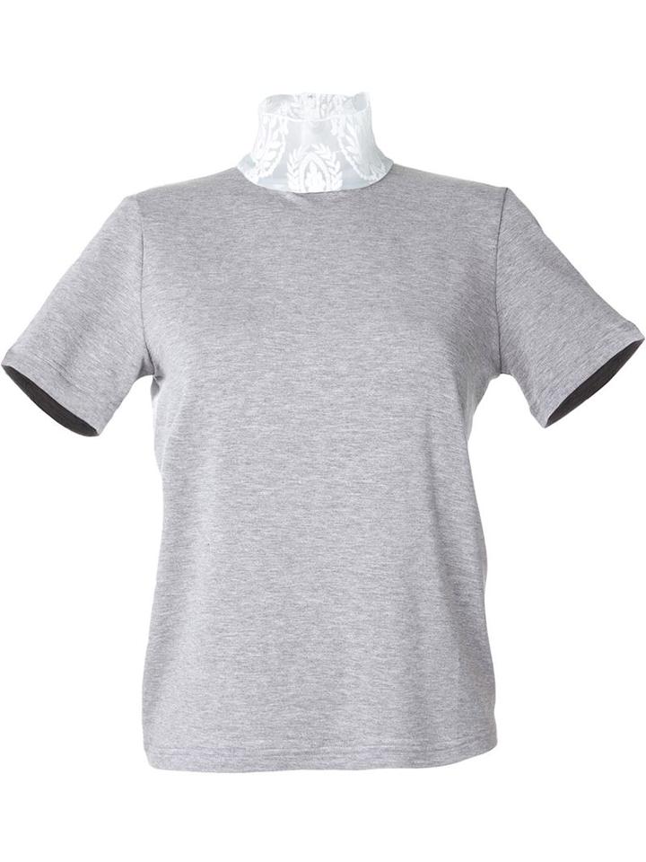 Cityshop Lace Turtle Neck T-shirt, Women's, Grey, Nylon/polyurethane/rayon