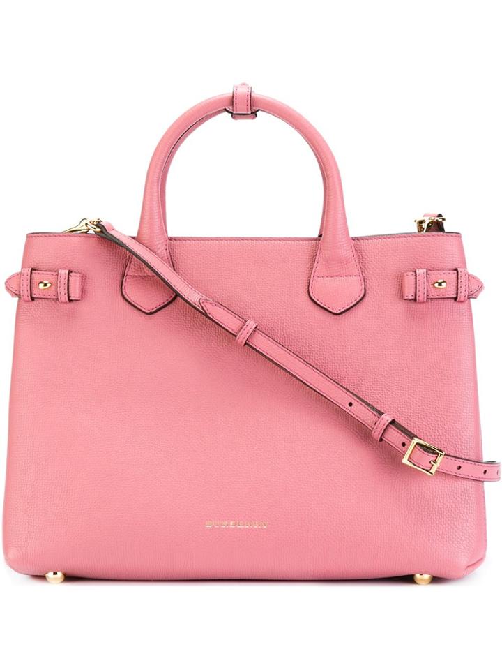 Burberry 'banner In House Check' Tote - Pink & Purple