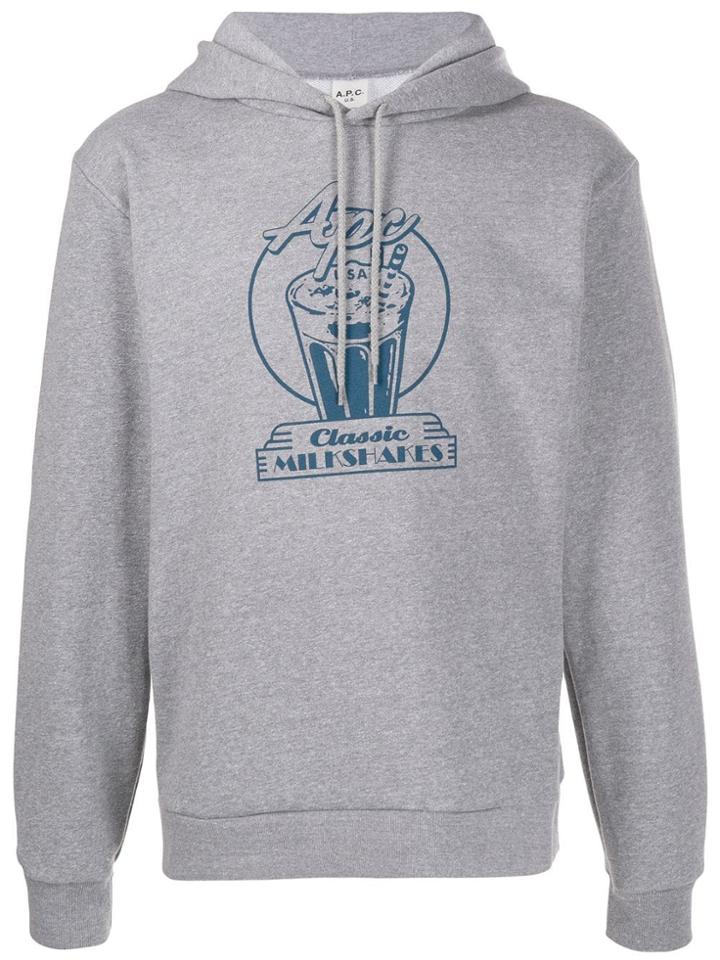 A.p.c. Contrast Print Hoodie - Grey