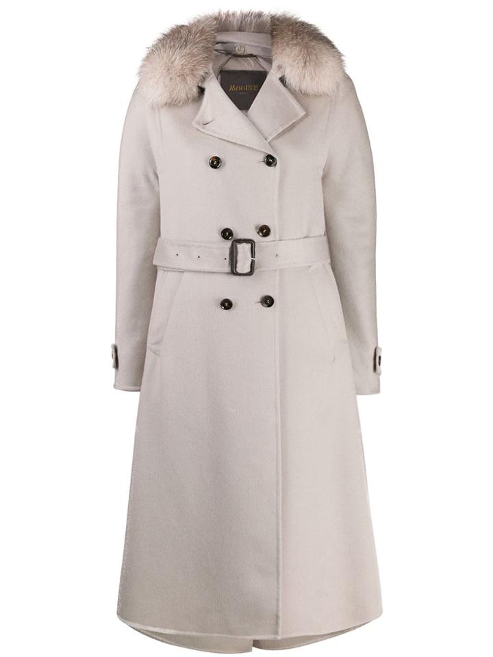 Moorer Fur-trim Coat - Neutrals
