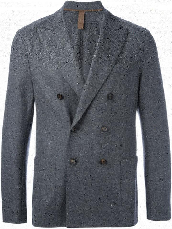 Eleventy Double Breasted Blazer, Men's, Size: 52, Grey, Polyamide/acetate/wool/polybutylene Terephthalate (pbt)