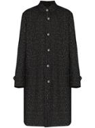 Portvel Mac Reflective Tweed Overcoat - Black
