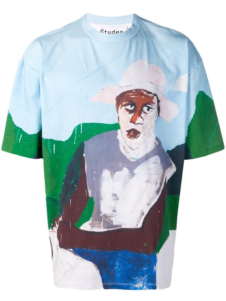 Études Colorado Horse Print T-shirt - Blue
