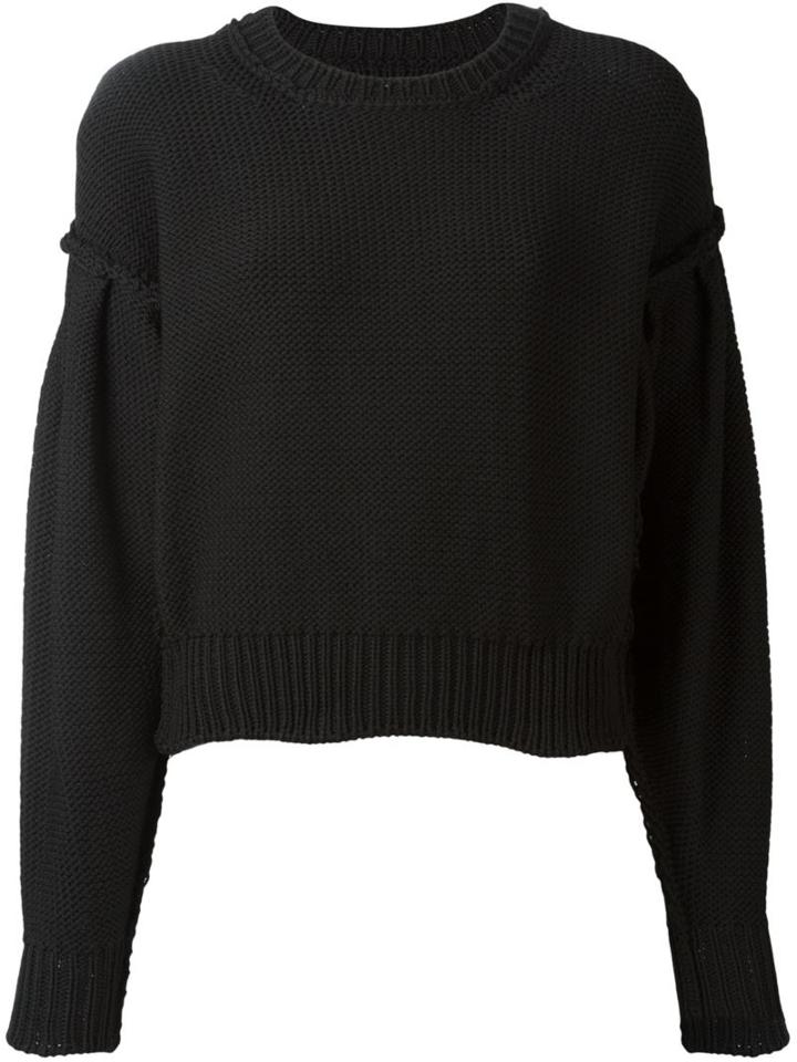 Mm6 Maison Margiela Knitted Inside Out Sweater, Women's, Size: Large, Black, Polyester